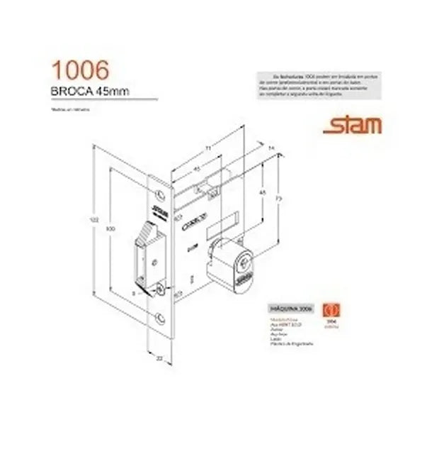Fechadura 1006 Roseta Quadrada Externa Rose- Rolete