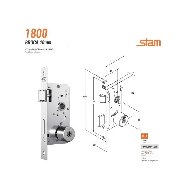 Fechadura Completa Stam Tetra Externa 1800/21 Oxidado Ouro