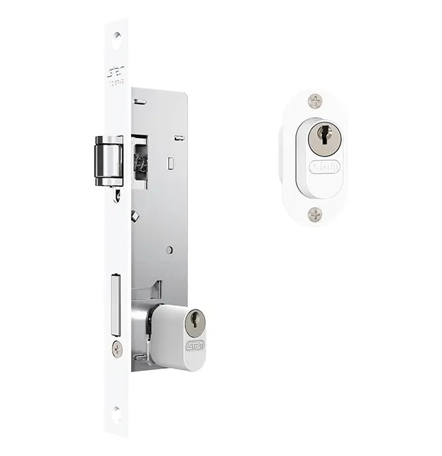 Fechadura 601 Pivotante Perfil Estreito 20mm Branca Alumínio