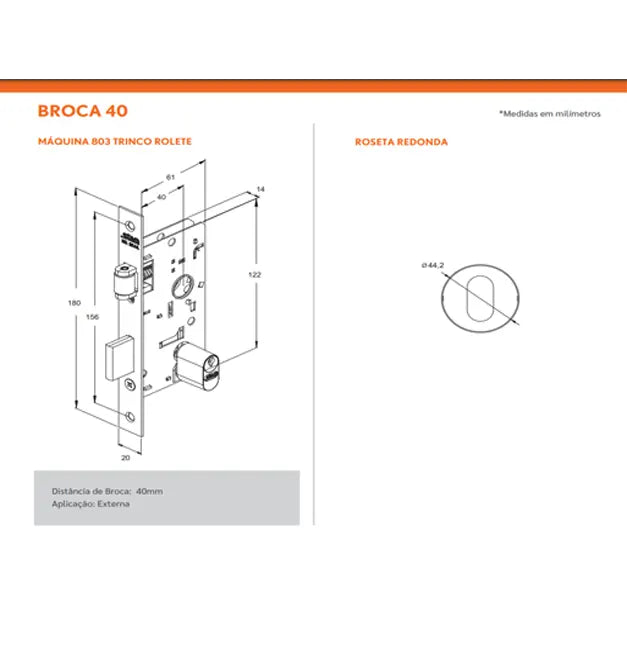 Fechadura 803 Pivotante Ros. Redonda Inox Externa