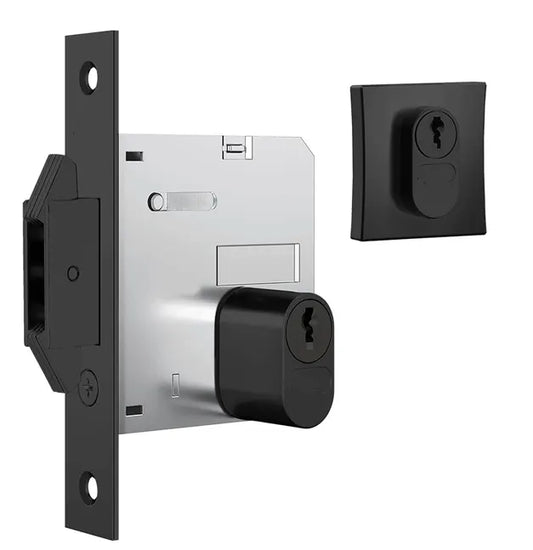 Fechadura 1006 Roseta Quadrada Externa Black Fosco- Rolete